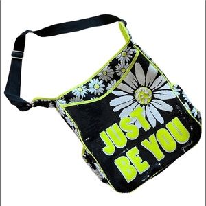 JUSTICE “JUST BE YOU” SEQUIN COMPUTER SCHOOL BAG BLACK YELLOW